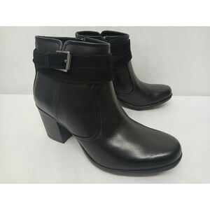 Clarks Diane Peake Black‎ Leather Ankle Boots 26152977 Women's Size 9.5M